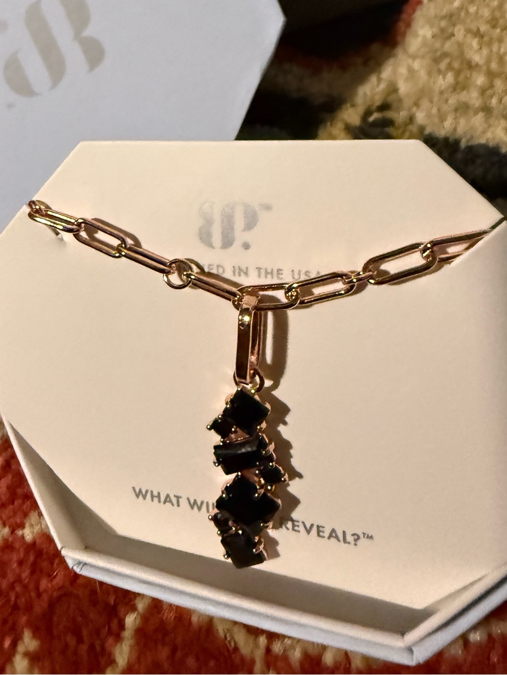 BP Just Say Yes Black Onyx Necklace Rose Gold NK84196